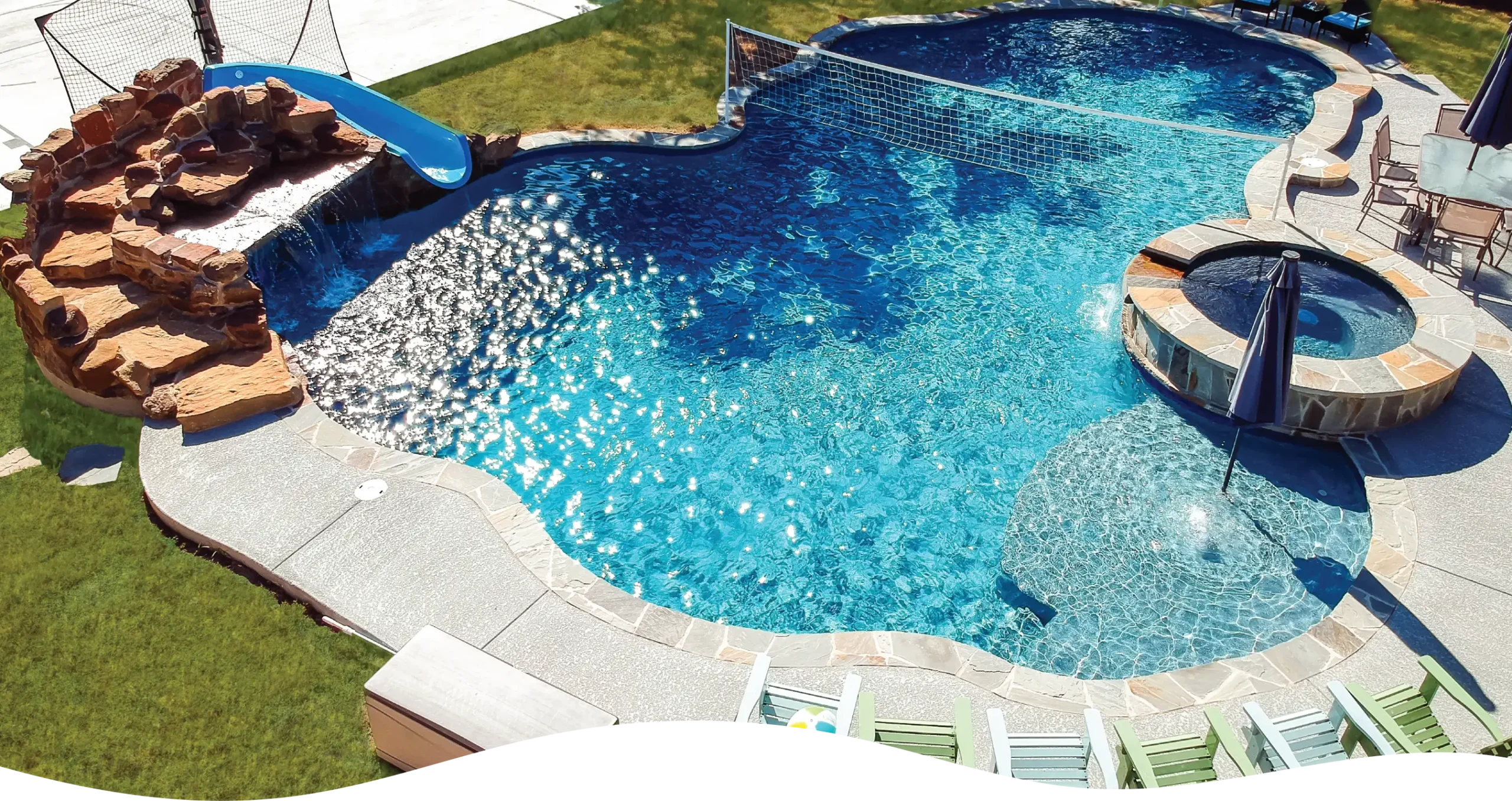 aerial shot of a San Antonio pool